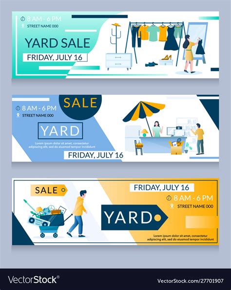 Yard sale web banner template set Royalty Free Vector Image