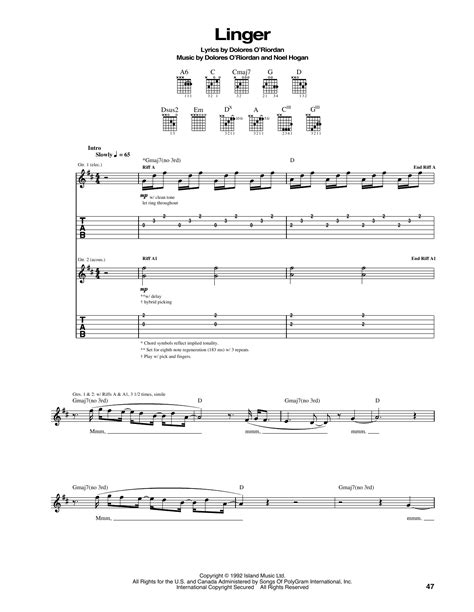 The Cranberries - Linger sheet music