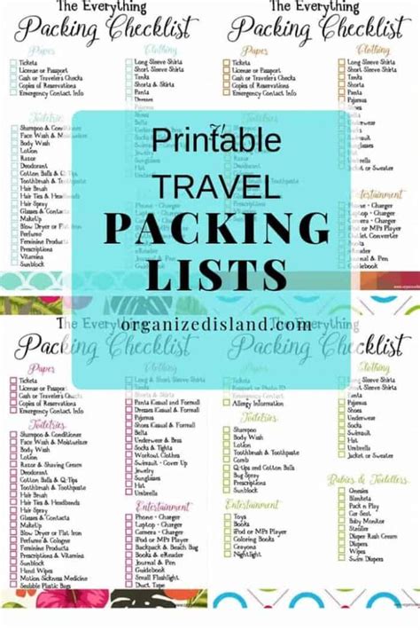 Travel Packing List Printables - Organized Island