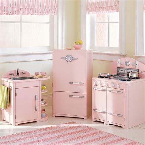 Pink Pottery Barn kitchen for kids - Hooked on Houses