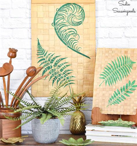 Boho Wall Decor with Botanical Prints on Woven Mats