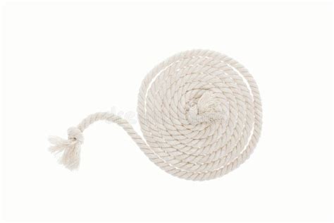 Long White Twisted Rope with Knots Isolated on White. Stock Photo - Image of knots, rope: 176614540