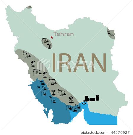 Reservoirs of oil in Iran. Iran map with deposits - Stock Illustration [44376927] - PIXTA