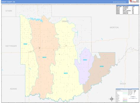 Grant County, ND Wall Map Color Cast Style by MarketMAPS