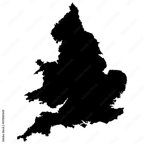 England map vector outline. Black silhouette isolated on white ...