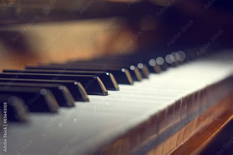 Piano keyboard background with selective focus Stock Photo | Adobe Stock