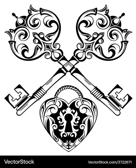 Tattoo Design of Lock ands Key Royalty Free Vector Image