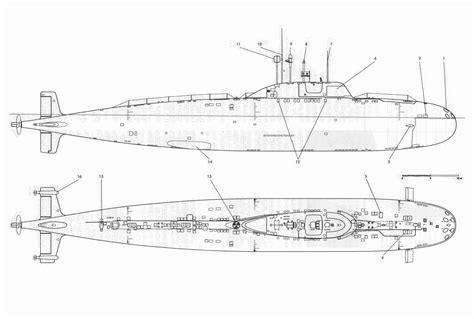 Alfa-class submarine Blueprint - Download free blueprint for 3D modeling