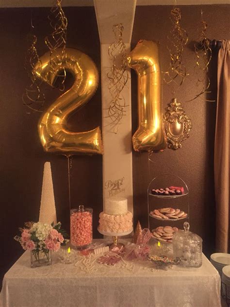 Pink and Gold 21st Birthday Celebration! | 21st birthday decorations, Birthday party 21, 21st ...