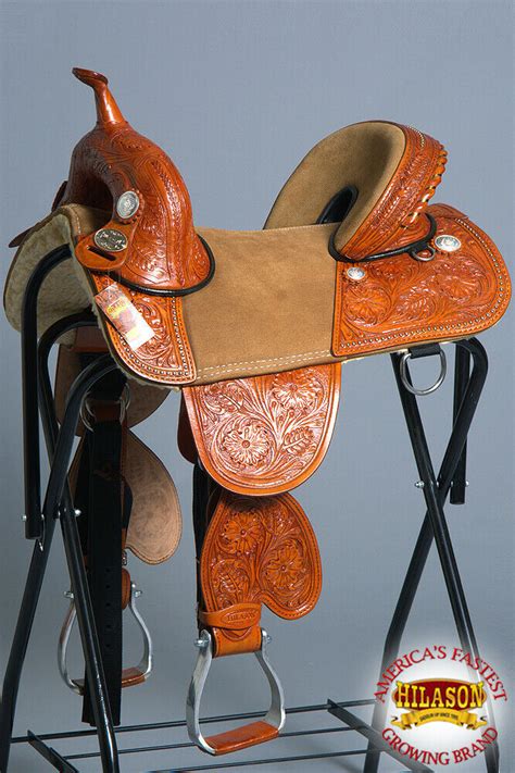 U-T-16 16" HILASON TREELESS WESTERN TRAIL BARREL RACING LEATHER SADDLE - Saddles