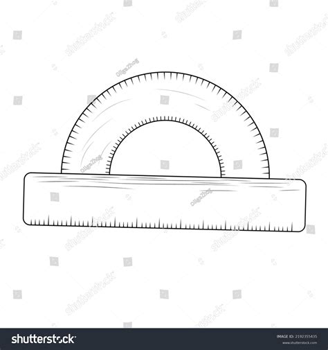 Protractor Line Art Outline Drawing Protractor Stock Vector (Royalty ...