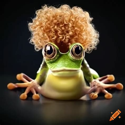 Image of a frog with curly blonde hair on Craiyon