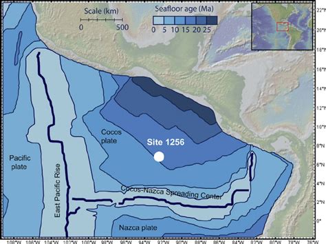 Age map of the Cocos plate showing the location of ODP/IODP Site 1256... | Download Scientific ...