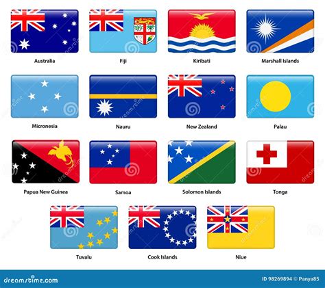 Set of All Flags of the Countries of Oceania Stock Vector ...