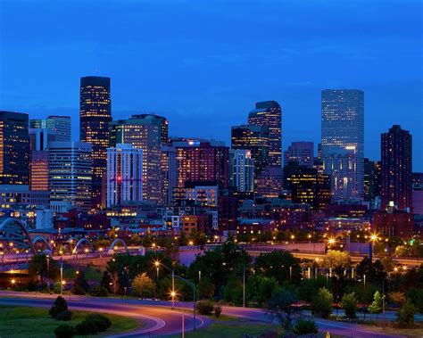 Denver Skyline At Night : Downtown Denver Skyline at Night, Stock ...