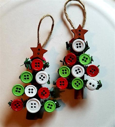 Cinnamon Stick/ Button Tree Ornaments/ Set - Etsy | Selbstgemachter ...