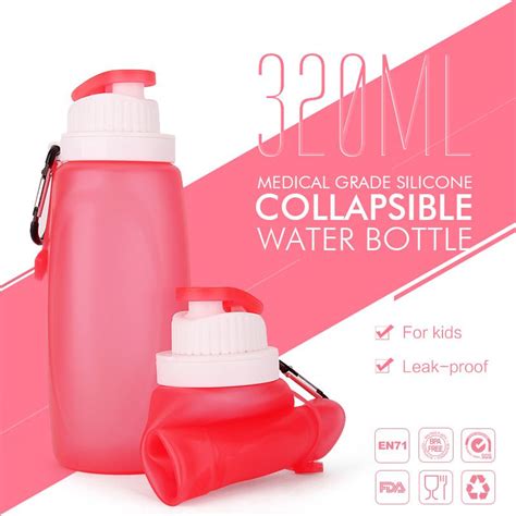 Kids Collapsible Water Bottle for School, BPA Free Silicone Water ...