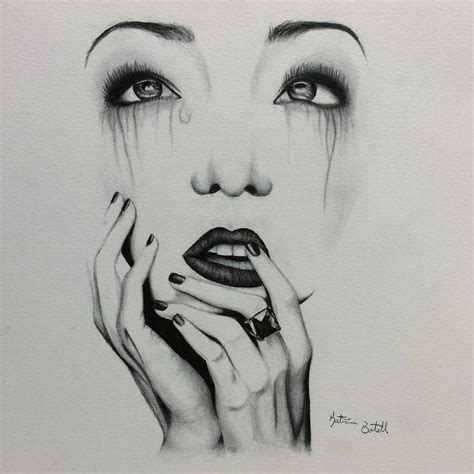 Crying Woman Drawing by Katrina Botell