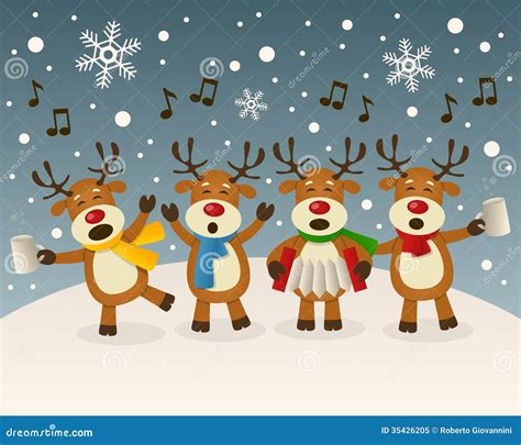 Drunk Reindeer Singing On The Snow Stock Vector - Image: 35426205