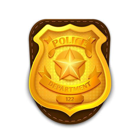 Gold realistic police, detective vector badge with shield By ...