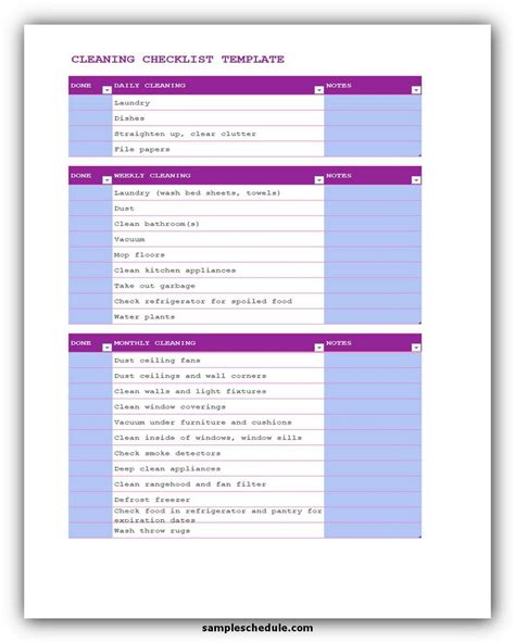 Deep Cleaning Checklist Template Excel Templates | The Best Porn Website