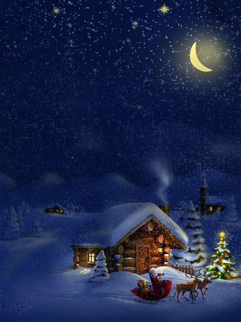 Night Scene Merry Christmas Background Wallpaper Image For Free Download - Pngtree | Christmas ...