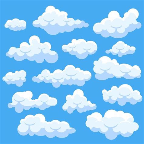 Set of cartoon clouds | Nubes animadas, Dibujos de nubes, Nubes