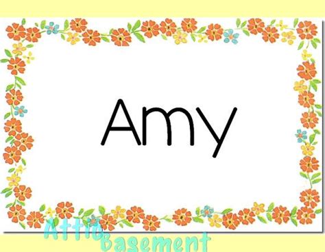 Floral Border Name Tag, Badge, Card, Label DIGITAL Printable Instant