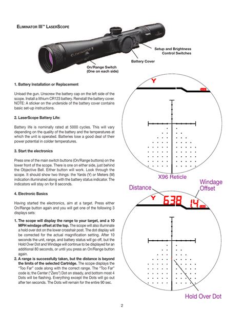 Distance windage offset hold over dot, X96 reticle | Burris Eliminator III User Manual | Page 2 ...