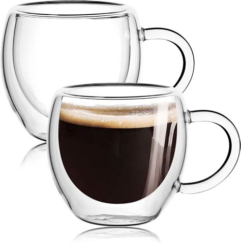 Amazon.com | Espresso Cups Set of 2 With Handle,2.5oz Clear Expresso ...