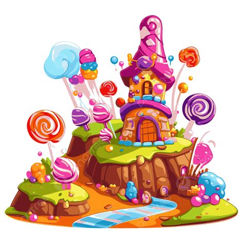 Candyland Clipart Cartoon Candy House With Candy Vector, House Clipart ...