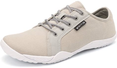 Buy JOOMRA Women's Canvas Sneakers Barefoot Casual Zero Drop Size 6 Grey Lightweight Vegan Lace ...