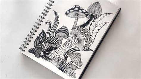 Zentangle art || Zentangle patterns || mushroom zentangles - YouTube