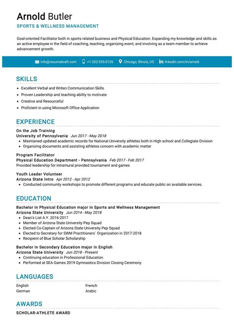 Sports Wellness Management Resume Sample in 2024 - ResumeKraft