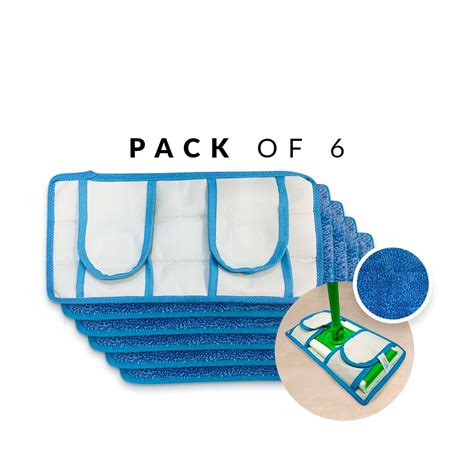 PACK of 6 Mop Pads Reusable Washable Durable Fits Swiffer Wet Jet and ...