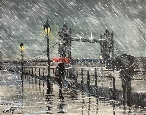 Original Painting: Rain Over Tower Bridge Stretched Canvas - Etsy UK