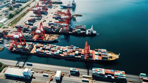 Premium AI Image | Aerial view of a cargo port container ship in import ...