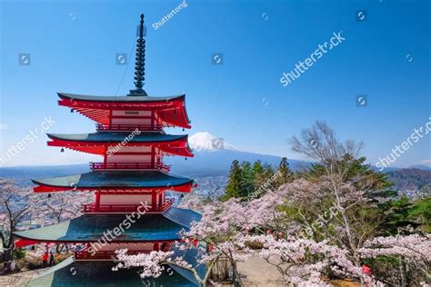 Mt Fuji and Cherry Blossom at Fujiyoshida, Japan Architecture Stock ...