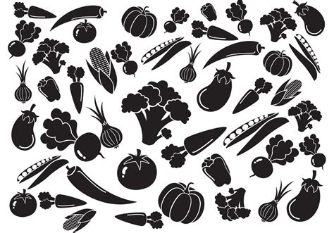 Black White Vegetables Pattern Vector - Download Free Vector Art, Stock Graphics & Images