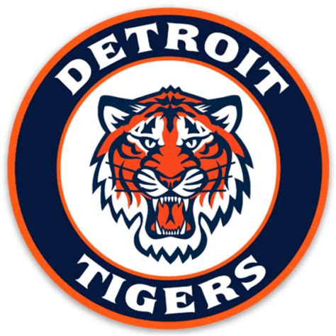 Detroit Tigers Logo Type with Tiger Mascot MLB Baseball Die-Cut Round ...