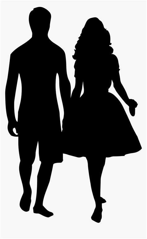 Holding Hands Silhouette Couple Clip Art - Man And Woman Holding Hands Silhouette, HD Png ...