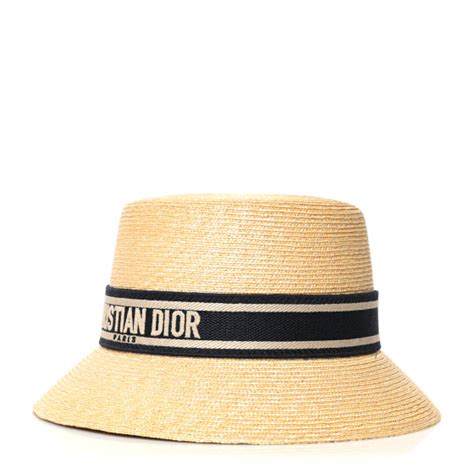 CHRISTIAN DIOR Straw Bucket Hat 57 Natural 1122117 | FASHIONPHILE