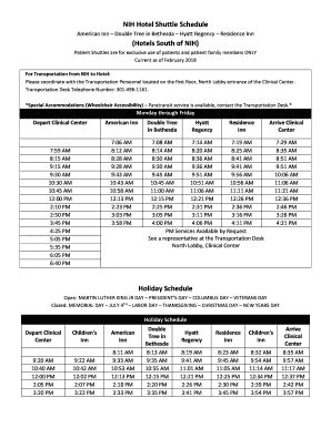 Nih Hotel Shuttle Schedule - Fill Online, Printable, Fillable, Blank ...