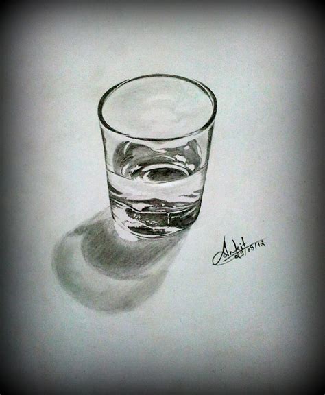 Realistic Sketch of a Glass | Ankit's Sketch - Revolution in Art