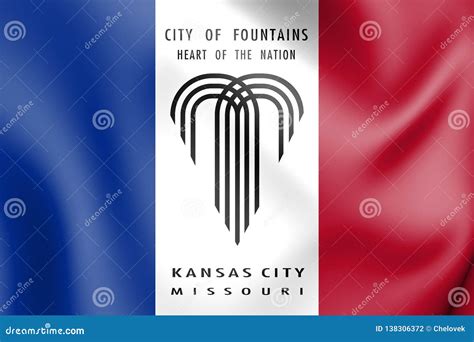 3D Flag of Kansas City Missouri, USA. Stock Illustration - Illustration ...