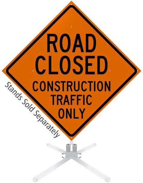 Road Closed Construction Traffic Only Roll-Up Sign, SKU: WM-0224