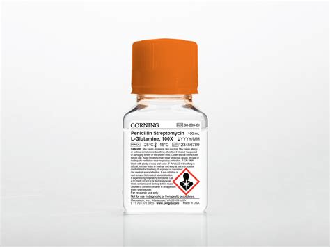 30-009-CI | Corning® 100 mL Penicillin-Streptomycin-L-Glutamine, 100x [+] 29.2 mg/ mL L ...