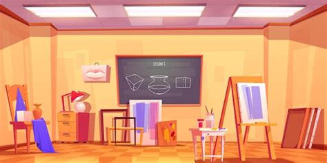 Free Vector | Art classroom empty artist studio interior