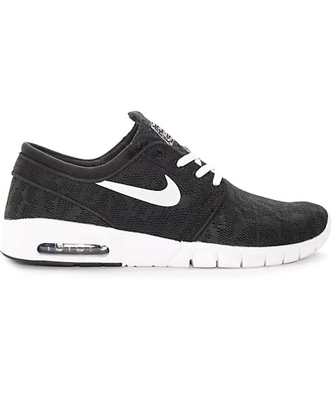 Nike SB Stefan Janoski Air Max Black & White Skate Shoes | Zumiez