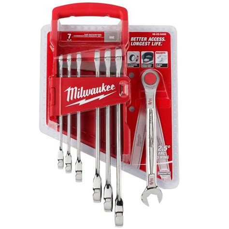 Milwaukee 7 Pc SAE Ratcheting Combination Wrench Set by Milwaukee at Fleet Farm